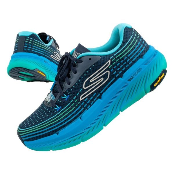 Buty sportowe do biegania męskie Skechers Max Cushioning. Niebieskie obuwie do biegania damskie Skechers. Za 439.00 zł.