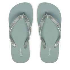 Japonki Calvin Klein. Zielone klapki damskie CALVIN KLEIN, bez wzorów, bez obcasa. Za 149.99 zł.