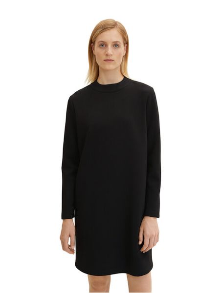 Tom Tailor Sukienka 1034555 Czarny Regular Fit. Czarne sukienki damskie Tom Tailor, na co dzień, bez wzorów, z syntetyku, bez kołnierzyka, bez ramiączek, proste. Za 319.99 zł.