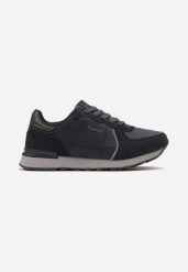 Granatowe Buty Sportowe z Ozdobnymi Przeszyciami i Wstawkami Oradea. Niebieskie buty sportowe na co dzień męskie Born2be, bez zapięcia. Za 139.99 zł.