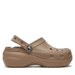 Klapki Crocs. Brązowe klapki damskie Crocs, bez wzorów, bez obcasa. Za 199.99 zł.