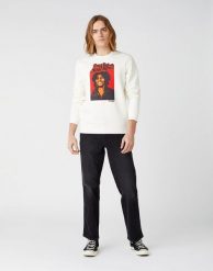 MĘSKA BLUZA WRANGLER SOUL REBEL CREW WHITE W681H1989 112141474. Białe bluzy bez kaptura męskie Wrangler, m. Za 149.99 zł.