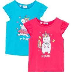 T-shirt z czystej bawełny organicznej (2 szt.). Czerwone koszulki dziewczęce bonprix, bez wzorów, z bawełny, bez ramiączek. Za 55.98 zł.