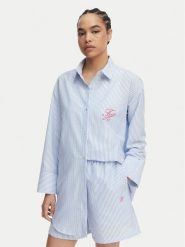 Tommy Hilfiger Koszula Seersucker UW0UW06474 Niebieski Regular Fit. Niebieskie koszule damskie Tommy Hilfiger, m, bez wzorów, z bawełny, bez kołnierzyka, bez ramiączek. Za 329.99 zł.