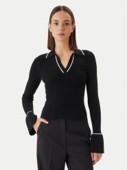 HUGO Sweter Samur 50554077 Czarny Slim Fit. Czarne swetry klasyczne damskie Hugo, xs, z wiskozy, bez kołnierzyka. Za 719.99 zł.