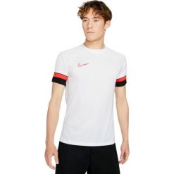 Koszulka treningowa męska Nike Dri-FIT Academy 21. Białe t-shirty sportowe męskie Nike, l, bez ramiączek, do piłki nożnej, dri-fit (nike). Za 117.75 zł.