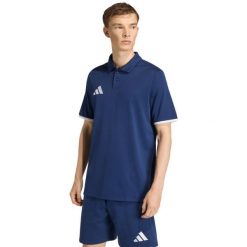 Koszulka męska adidas Entrada 26 Polo. Niebieskie koszulki polo męskie Adidas, m, bez wzorów, z poliesteru, bez ramiączek. Za 78.99 zł.