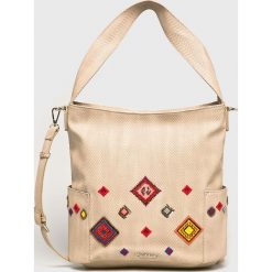 Desigual - Torebka. Brązowe torebki klasyczne damskie Desigual, bez wzorów, z materiału, duże, bez dodatków. W wyprzedaży za 249.90 zł.