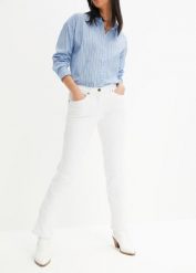 Dżinsy ze stretchem Straight, mid waist. Czarne jeansy damskie bonprix. Za 97.99 zł.