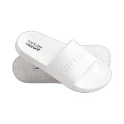 Damskie klapki basenowe z logo Superdry Code. Białe klapki damskie Superdry., bez wzorów, z materiału, bez obcasa. Za 143.80 zł.