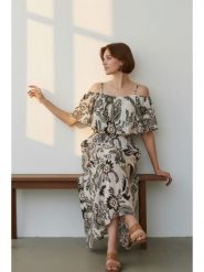 William de Faye Sukienka w kolorze biało-czarnym rozmiar: 40. Czarne sukienki damskie William De Faye, bez wzorów, bez kołnierzyka, bez ramiączek, maxi. Za 143.99 zł.