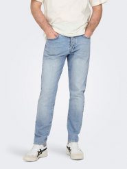 ONLY & SONS Dżinsy - Tapered fit - w kolorze błękitnym rozmiar: W28/L30. Niebieskie jeansy męskie Only & Sons. Za 57.06 zł.