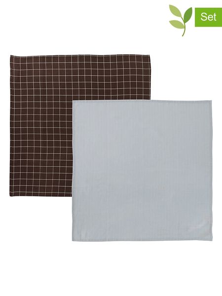 OYOY mini Chusty (2 szt.) "Iro" w kolorze błękitno-brązowym do odbijania - 70 x 70 cm rozmiar: onesize. Brązowe chusty i apaszki dziecięce OYOY mini, z bawełny. Za 47.94 zł.