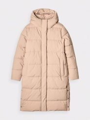 4F Płaszcz puchowy w kolorze beżowym rozmiar: M. Brązowe płaszcze damskie 4f, m, bez wzorów, z puchu. Za 235.50 zł.