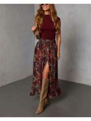 Milan Kiss Spódnica w kolorze czerwonym rozmiar: XL. Czerwone spódniczki damskie Milan Kiss, xl, bez wzorów, z wiskozy, maxi. Za 152.99 zł.