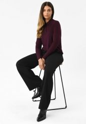 Szerokie spodnie R-BRI TALL. Czarne spodnie materiałowe damskie Volcano, bez wzorów, z elastanu, biznesowe, dla wysokich. Za 159.99 zł.