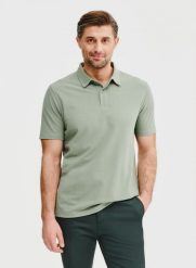 PAKO LORENTE – Męski t-shirt polo w kolorze zielonym. Zielone koszulki polo męskie Pako Lorente, m, bez wzorów, z bawełny, bez ramiączek. Za 99.99 zł.