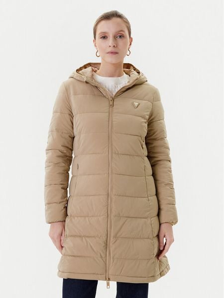 Guess Kurtka zimowa V4YL05 WF3X0 Beżowy Regular Fit. Brązowe kurtki damskie Guess, na zimę, m, z aplikacjami, z syntetyku, bez kaptura. Za 699.99 zł.