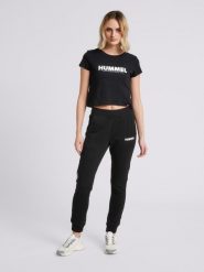 Koszulka damska Hummel hmlLEGACY cropped. Czarne bluzki sportowe damskie HUMMEL, l, z bawełny, bez kołnierzyka, bez ramiączek. Za 55.00 zł.