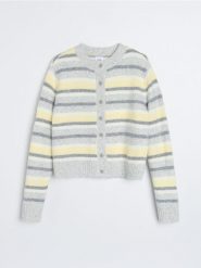 Sweter w paski - szary. Szare swetry klasyczne damskie Sinsay, l, bez kołnierzyka. Za 59.99 zł.