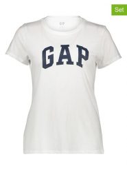 GAP Koszulki (2 szt.) w kolorze biało-niebieskim rozmiar: L. Białe t-shirty damskie GAP, l, bez wzorów, z bawełny, bez kołnierzyka. Za 99.95 zł.