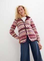 Bluza rozpinana z polaru w norweski wzór, z kapturem. Białe bluzy z kapturem damskie bonprix, z polaru. Za 137.99 zł.