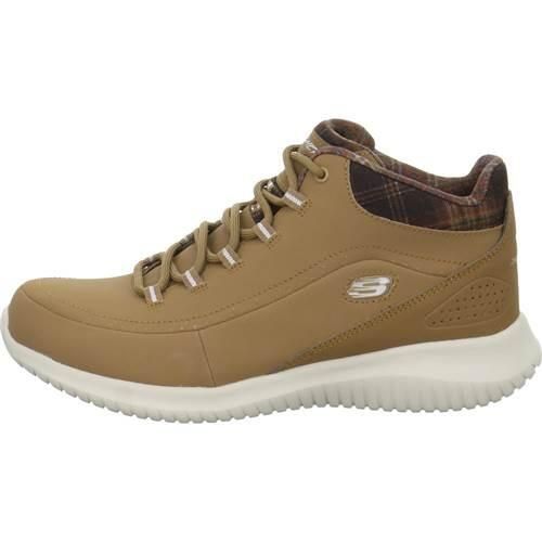 Buty do chodzenia damskie Skechers Ultra Flex Just Chill. Brązowe buty sportowe na co dzień damskie Skechers, bez wzorów, z materiału, trekkingowe. Za 239.00 zł.