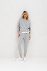 SPODNIE LENA SZARY MELANŻ S - Flawless. Szare spodnie materiałowe damskie Flawless, bez wzorów, z bawełny, biznesowe. Za 297.00 zł.