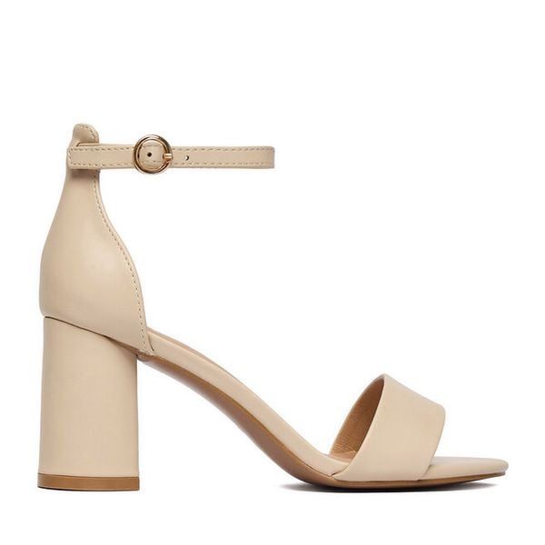 Sandały JENNY. Brązowe sandały damskie Jenny, bez wzorów, bez obcasa, na słupku. Za 99.99 zł.