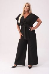 Elegancki czarny kombinezon Valentina XXL OVERSIZE. Czarne kombinezony damskie Moda Size Plus Iwanek, s, bez wzorów, z elastanu, eleganckie, bez kołnierzyka, bez ramiączek, krótkie. Za 399.90 zł.