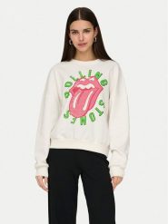 ONLY Bluza Rolling Stones 15345927 Biały Regular Fit. Białe bluzy bez kaptura damskie Only, l, z bawełny. Za 99.99 zł.