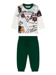 Guess Komplet bluzka i spodnie I6YG01 K3964 Zielony ciemny Regular Fit. Zielone spodnie niemowlęce Guess, z aplikacjami, z bawełny. Za 174.99 zł.