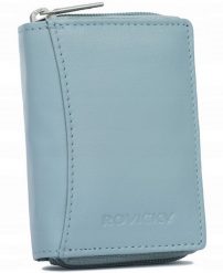 Portfel damski Rovicky R-23-17-LFN błękitny. Niebieskie portfele damskie ROVICKY, bez wzorów, ze skóry. Za 49.99 zł.