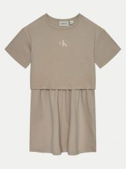 Calvin Klein Jeans Sukienka codzienna IG0IG02770 Beżowy Relaxed Fit. Brązowe spodnie dziewczęce Calvin Klein Jeans, z bawełny. Za 209.99 zł.