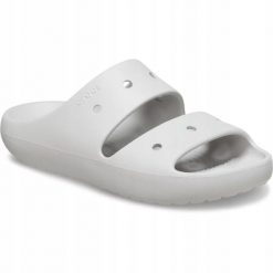 Klapki Dla Dorosłych Crocs Classic Slide V2. Szare klapki damskie Crocs, bez wzorów, z materiału, bez obcasa. Za 135.99 zł.