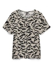 Vero Moda Bluzka w kolorze beżowo-czarnym rozmiar: XS. Brązowe bluzki damskie Vero Moda, s, bez wzorów, z wiskozy, klasyczne, bez kołnierzyka, bez ramiączek. Za 85.38 zł.