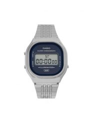 Casio Zegarek Vintage A140WE-2AEF Srebrny. Szare, cyfrowe zegarki męskie Casio, srebrne. Za 379.99 zł.