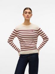 ONLY Sweter w kolorze kremowo-bordowym rozmiar: M. Brązowe swetry klasyczne damskie Only, m, bez kołnierzyka. Za 122.96 zł.