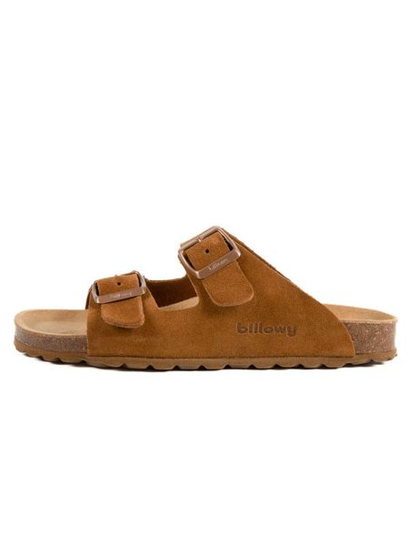 Billowy Skórzane klapki w kolorze jasnobrązowym rozmiar: 41. Brązowe klapki damskie Billowy, bez wzorów, bez obcasa. Za 100.52 zł.