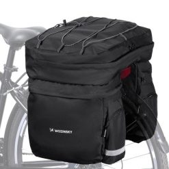Torba rowerowa na bagażnik Wozinsky wodoodporna 60 L. Czarne torebki klasyczne damskie Wozinsky, bez wzorów, z materiału, bez dodatków. Za 129.00 zł.
