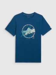 4F T-shirt regular z nadrukiem męski - turkusowy 3XL. Niebieskie t-shirty męskie 4f, m, bez wzorów, z bawełny, bez kołnierzyka. Za 59.99 zł.