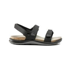 Sandały damskie Birkenstock Kalahari. Czarne sandały damskie Birkenstock, bez wzorów, z materiału, bez obcasa. Za 527.00 zł.