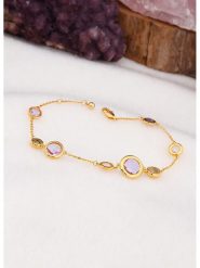 L'Atelier de Gaia Pozłacana bransoletka z perłami i cyrkoniami rozmiar: onesize. Różowe bransoletki damskie L'Atelier de Gaia, pozłacane. Za 126.75 zł.