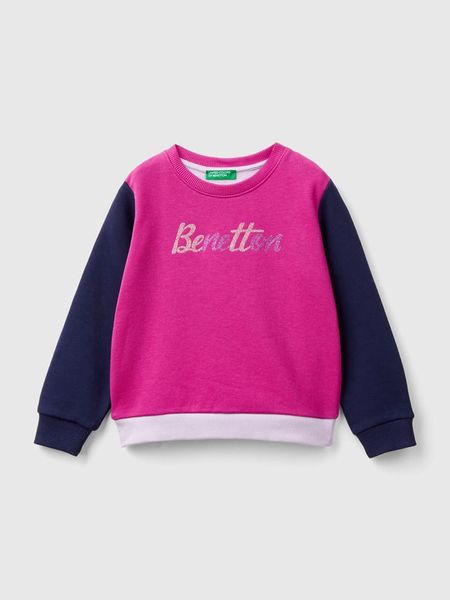 Benetton Bluza w kolorze fioletowo-granatowo-różowym rozmiar: 82. Niebieskie bluzy i bluzki niemowlęce Benetton, bez wzorów, z bawełny, bez ramiączek, bez kaptura. Za 43.57 zł.