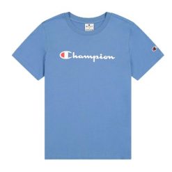 T-shirt Damski Z Bawełny Z Krótkim Rękawem. Niebieskie t-shirty damskie CHAMPION, l, bez wzorów, z bawełny, bez kołnierzyka. Za 132.99 zł.