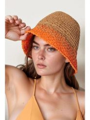 Lucky Bees Kapelusz przeciwsłoneczny w kolorze beżowo-pomarańczowym rozmiar: onesize. Brązowe kapelusze damskie Lucky Bees, bez wzorów, z materiału. Za 73.99 zł.