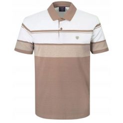 Koszulka Polo - Męska - Pako Jeans - Odcienie Beżów, Pasy. Koszulki polo męskie Pako Jeans, l, bez wzorów, z bawełny, bez ramiączek. Za 135.00 zł.