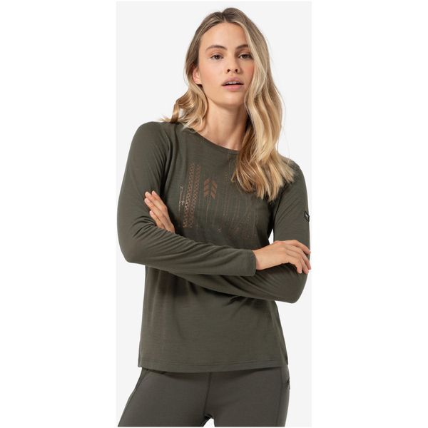 Koszulka z długim rękawem damska SUPER.NATURAL W Fourski. Zielone t-shirty damskie Super.natural, xs, bez wzorów, bez kołnierzyka. W wyprzedaży za 188.36 zł.