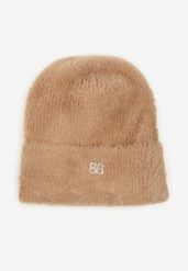 Beżowa Czapka Beanie z Wiskozą Wełną i Naszywką Zolirra. Brązowe czapki zimowe damskie Renee, z jeansu. Za 34.99 zł.
