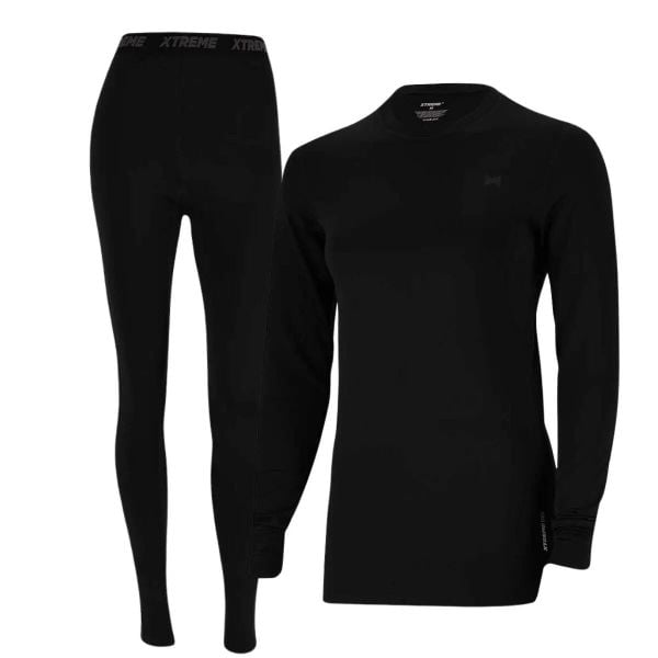 Zestaw Termoaktywny Damski - Koszulka + Legginsy - Czarny. Czarne bielizna termoaktywna damska XTREME, l, bez wzorów, z elastanu. Za 221.30 zł.